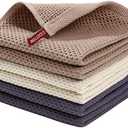 Homaxy 100% Cotton Waffle Weave Kitchen Dish Cloths, Ultra Soft Absorbent Quick Drying Dish Towels, 12 x 12 Inches, 5 Pack, Mixed Color