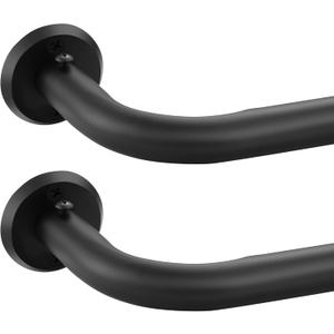 Wrap Around Curtain Rods 2 Pack for 84 to 134 Inches Windows, 1" Heavy Duty Room Darkening Drapery Rod with Sturdy Aluminum Base, Wall Mounted Ceiling Mounted Curved Curtains Rod, Matte Black