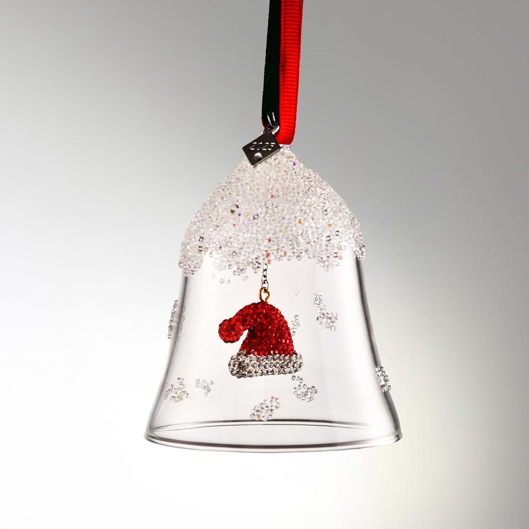 Christmas Bell Ornaments 2025, Christmas Crystal Bell Ornament for Christmas Tree Home Anniversary Decoration (Clear-hat)