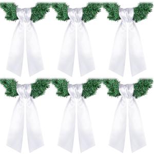 VitalCozy 6 Pcs Wreath Sash for Front Door Blank Wreath Sash Accessories Embroidery Plain Blanks for Embroidery Monogram Party Farmhouse Indoor Outdoor Wedding Decor(4.49" x 56.30", White)