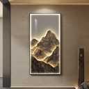Framed LED Mountain Wall Art Decor for Living Room, Large Vertical Lighted Modern Luxury Artwork for Walls, Minimalist Nature Landscape Backlit Wall Decor for Hallway, Entryway, Staircase, Home Office, 55.1"L x 27.6"W