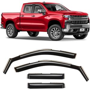 Voron Glass in-Channel Extra Durable Rain Guards for Trucks Chevrolet (Chevy) Silverado/GMC Sierra 1500 2019-2026 Double Cab, Window Deflectors, Vent Window Visors, 4 Pieces - 230091