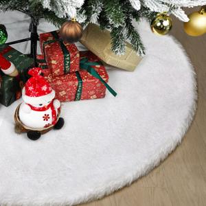 60 Inch Christmas Tree Skirt  Vonhen Extra Larger Thick Faux Fur Tree Skirt White Plush Skirt for Merry Chtistmas Party Christmas Tree Decoration