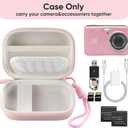 Camera Case for Digital Camera CAMKORY DC403 FHD 1080P/ KODAK PIXPRO FZ55/ FZ45, Small Travel Compact Camera Holder with Mesh Pocket for Accessories SD Card (Pink)
