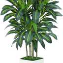 6FT Artificial Dracaena Tree - High-Density Foliage Fake Plant with White Tall Planter - Faux Yucca Floor Plant for Home Office Decor Indoor