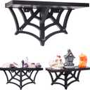 Spider Web Floating Shelf - Gothic Halloween Hanging Shelf with Hooks for Wall Oddities and Curiosities - Black Spooky Goth Wall Decor for Kitchen and Home - Crystal Display Shelf for Stones Black
