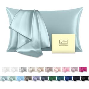 Mulberry Silk Pillowcase for Hair and Skin Standard Size 20"X 26" Pillow Case with Hidden Zipper Soft Breathable Smooth Cooling Silk Pillow Covers for Sleeping (Haze Blue,Standard,1Pcs)