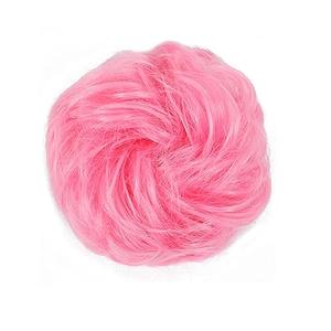 Kediciz Messy Bun Hair Piece, 2PCS Fake Hair Buns Scrunchies Extensions Synthetic Thick Updo Hairpieces Curly Wavy Chignon Ponytail for Women Kids Pink