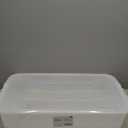 IRIS USA 50 Qt Plastic Under Bed Storage Organizer Bin Container with Secure Lids and Durable Black Buckles, Multi-Purpose for Clothes Shoes Clothing Bedding, Long, Clear