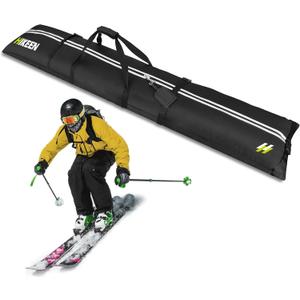 Hikeen Ski Bag for Air Travel,Full Padded Ski Bag Protection, Waterproof Reinforced Ski Travel Bag Fits for Skis Up to 215 CM, Perfect for Skiing, Storage and Transport