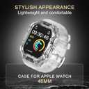 Luxury Translucent Smartwatch Case for Apple Watch Series 10 46mm, Fully wrapped lightweight rugged case with band, silicon strap, stainless steel buttons, protective cover for men/women (White)