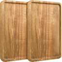 2 PCS 11.8  7.8 Solid Acacia Wood Serving Trays Rectangular Wooden Serving Platters Wood Tray Large Wooden Boards Kitchen Display Tray for Food, Charcuterie, Coffee Table Decor