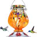 BOLITE Hummingbird Feeder, Hand Blown Glass Hummingbird Feeders for Outdoors Hanging, 22 Ounce, Five Feeding Ports with Perch, Orange, Birthday Gifts for Women Men, Gifts for Mom Dad