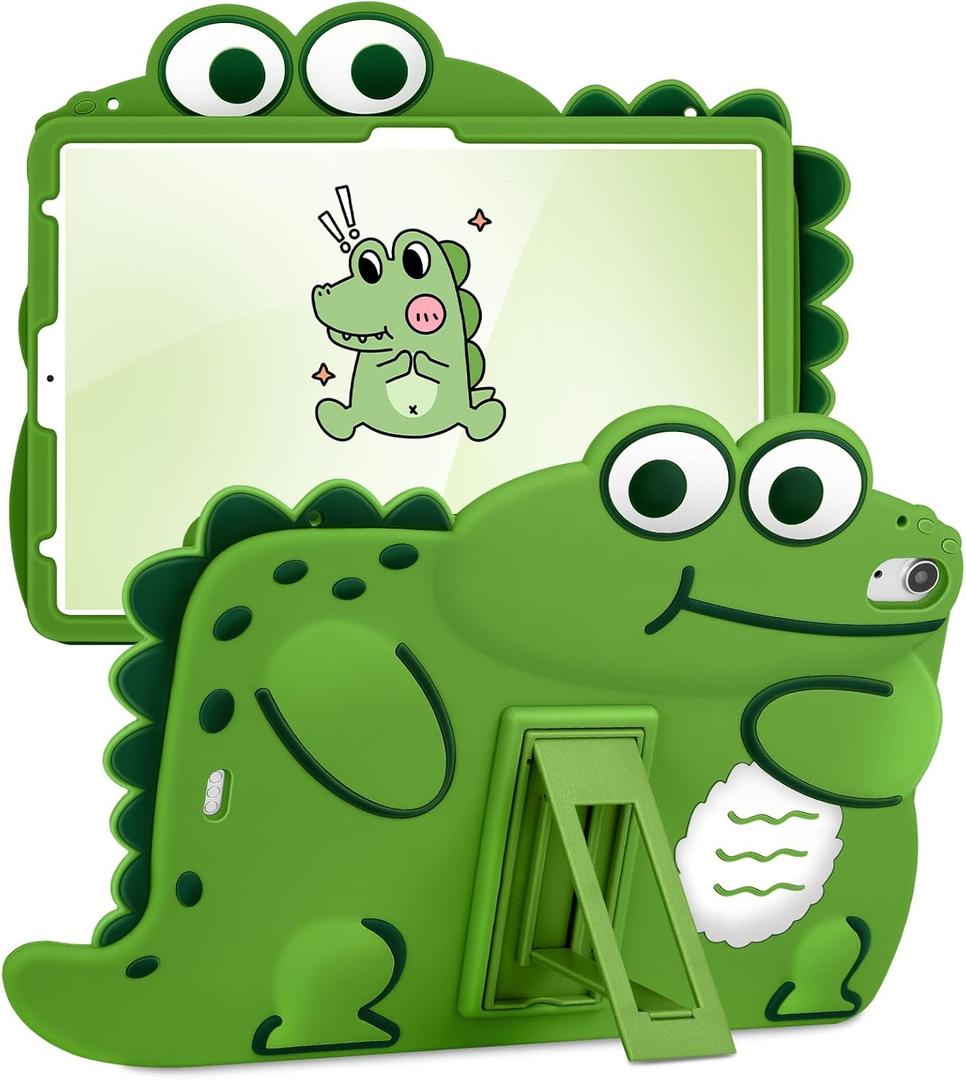 for iPad Air 11 Inch M2 2024/M3 2025/Air 5th/4th Generation Case - Pro 11 Inch Boys Girls Cute Cartoon Dinosaur Silicone Tablet Cover with Stand for iPad Air 10.9/Air5/Air4