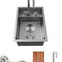 TORVA RV Sink, 12 x 17 Inch Undermount Bar Sink Premium Stainless Steel RV Kitchen Sink Cup Rinser - 7 Inch Deep Basin Single Bowl Sink, Grey (Gray)