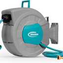 MOLACHI Retractable Garden Hose Reel, 1/2 Inch x 100 ft Wall Mounted Hose Reel, with 9- Function Sprayer Nozzle, Any Length Lock, Return System and 180 Deg Swivel Bracket