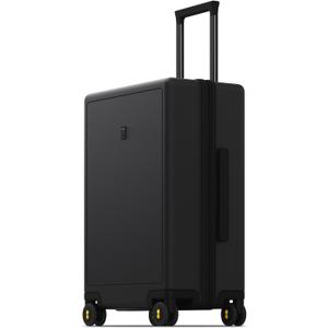 LEVEL8 Large Suitcase with Wheels, Checked Luggage, Lightweight Luminous Textured Tsa Approved Medium Hardside Large Luggages, 24 Inch, Black