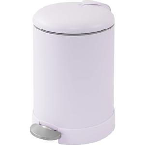 Glad Small Trash Can, 1.2 Gallon | Round Stainless Steel Garbage Bin with Soft Close Lid & Step Foot Pedal | Metal Waste Basket with Removable Inner Bucket, Lavender