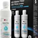 LG LT1000P2 6-Month / 200 Gallon Refrigerator Replacement Water Filter, Reduces Chlorine, 2 Count (Pack of 1), White.