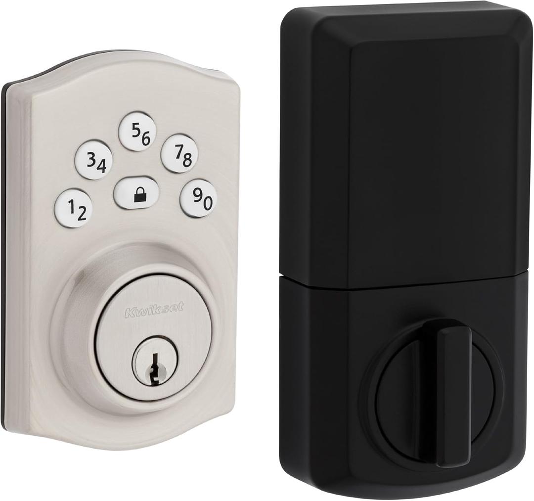 Kwikset Powerbolt 240 5-Button Keypad Satin Nickel Traditional Electronic Deadbolt Door Lock, Featuring Convenient keyless Entry, Customizable User Codes and auto Locking