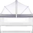 Bassinet Cover Mosquito Net for Babies to Keep Insects/Bugs/Cats Out, Toddler Bassinet/Bedside Sleeper/Crib Net with Two-Way Zippers & Storage Bag, Breathable Mesh Holes, White