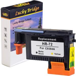 LKB Remanufactured HP72 Printhead C9384A with New Updated Chips Replacement for HP Designjet T610 T620 T770 T790 T1100 T1120 1200 T1300 T2300 (1BK/Y) 1PK-US