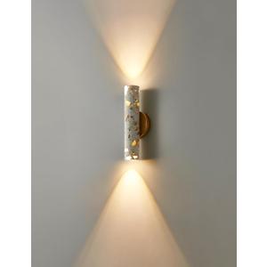 Nordic Style Stone Wabi-sabi Wall lamp, Natural Marble lampshade up and Down Light, Alabaster Wall Sconce,Indoor Wall lamp, Dining, Hallway, Study, Home Lighting Decoration (Terrazzo)