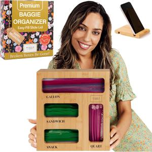 Huddle Supply Co Bamboo Bag Organizer with EasyLoad Lid - BAGFit for Drawer Storage