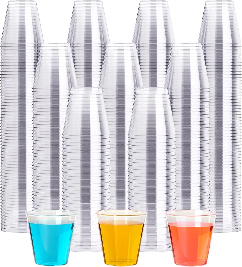 2 OZ 500 Pack Plastic Shot Glasses, Disposable Cups, Wine Tasting Cups, Small Plastic Tumbler for Whiskey, Wine Tasting, Food Samples, Perfect for Halloween, Thanksgiving, Christmas Party