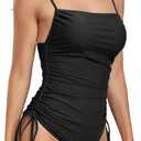 Zando One Piece Swimsuit Women Tummy Control Bathing Suits Cheeky High Cut One Piece Swimsuits Swimwear Tie Side (8-10, Black)