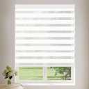 Cordless Zebra Blinds for Windows (45" W X 72" H, White) Free-Stop Zebra Roller Shades Dual Layer Light Filtering Privacy for Day and Night, Light Control for Home, Bedroom, Office