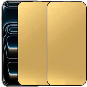 2 Pack Anti-Blue Tempered Glass Screen Protector Film for iPhone 17 Pro Max 6.9 inch Gold