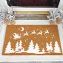2 x Large Christmas Window Stencils for Snow Spray Reusable Pine House Reindeer Stencil Template Drawing Holiday Winter Scene Stencils for Painting on Wood Glass Window Doormat Wall(window4)