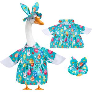 Easter Bunny Themed Cute Pattern Goose Outfit 23in High for Cement Plastic Outdoor Statue Garden Goose Costume