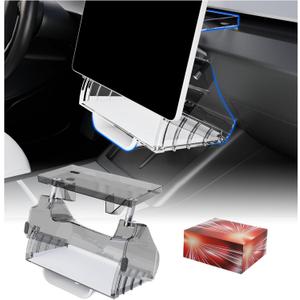 Hideable Under Screen Storage Organizer Compatible with Tesla Model Y Juniper 2025 2026/Model 3 Highland 2025-2024 Accessories White (Not for Model Y 2020-2024/Model 3 2017-2023)