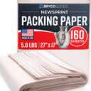 Bryco Goods Newsprint Packing Paper Sheets for Moving - 5lb - 160 Sheets of Newspaper Paper - Must Have in Your Moving Supplies - 27" x 17" - Made in USA