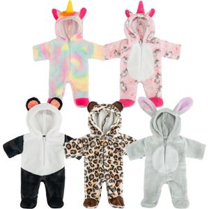 SMILESSKIDDO Baby Doll Clothes - 5 Sets Super Soft Animal Styling Dolls Outfits Jumpsuits for 14 to 18 Inch New Born Babydoll, Baby Doll Accessories Clothes for 14 16 18 Inch