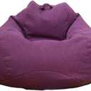 Stuffed Animal Storage Bean Bag Cover (No Filler) Extra Soft Beanbag Seat Chair Covers-Cotton Linen Memory Foam Beanbag Replacement Cover for Adults Children without Filling (36-43 inch, Purple)