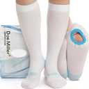 Doc Miller TED Hose Knee High Anti Embolism Stockings for Women & Men, Hospital Style Surgical Stockings, Plus Size White Compression Socks 15-20mmHg, Support Hose with Inspection Hole (M)