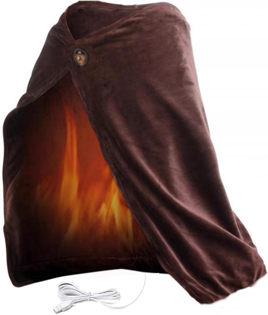 USB Heated Warm Fleece Shawl & Wrap Intelligent Electric Heating Blanket Kneepad for HomeCoffee