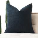 MIULEE Textured Boucle Throw Pillow Cover Navy Blue Accent Solid Eruo Sham Pillow Case Decorative Soft Pack of 1 Couch Cushion Chair Sofa Bedroom Livingroom Home Decor,24x24 Inch