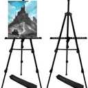 RRFTOK Art Painting Display Easel Stand, 72Inches Metal Portable Adjustable Easels for Painting Canvases Height from 22-72for Table-Top/Floor Paint and Displaying,Black 2-Pack.