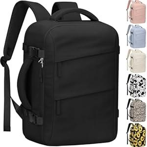 Tenot Large Travel Backpack Personal Item Size for Women Men TSA Approved Waterproof 17 Inch Laptop Backpack College Business Work Weekender Hiking Travel Essentials Backpack, Black
