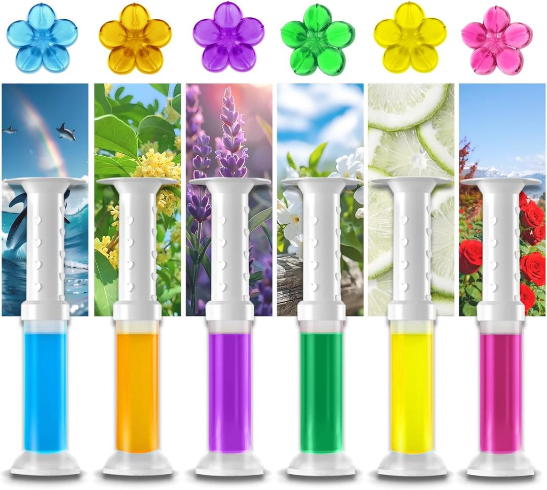 EKE Toilet Gel, Toilet Stain Removal Cleaning Air Freshener, 72 Flower Stamps, Pack of 6 Scents