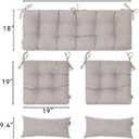 Outdoor Wicker Chair Cushions of 5Pieces,Tufted Patio Bench Cushions & 2Seat Cushions with Ties,2Lumber Pillows,Waterproof Cushions for Patio Furniture -Tan/Taupe, 5pieces/1pack