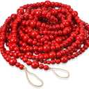 Giegxin 1 Pcs 32.8 Feet Christmas Wooden Bead Garland Xmas Tree Beads Garland Rustic Wood Beaded Decor for Christmas Holiday Rustic Home Farmhouse Decoration (Red)