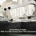 MAJALiS White Dish Drying Rack Over The Sink with Utensil Holder | Expandable Stainless Steel Dish Drainer for Small Kitchen, Apartment, RV, Counter Space Saving, Perfect Fit, Rustproof