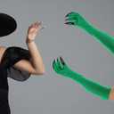 Halloween Claw Gloves with Nails Long Finger Scary Paw Gloves for Women Cosplay Costume Accessories