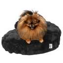 EHEYCIGA Soft Cat Couch Bed for Indoor Cats, Fluffy Extra Small Dog Bed with Removable Washable Cover, Bolster Pet Sofa, Waterproof and Non-Slip, 20" x 20"x 6.5", Black