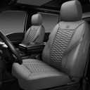 CAR PASS 3D Foam PU Leather Car Seat Covers Full Set,Luxury Breathable Faux Leather Seat Covers for Car,Anti Slip Universal Fit for SUVs Vans Sedan Truck Automotive,Armrest Airbag Compatible All Gray
